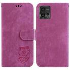 For Motorola Moto G72 Little Tiger Embossed Leather Phone Case(Rose Red) - 1