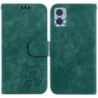 For Motorola Moto E22 / E22i Little Tiger Embossed Leather Phone Case(Green) - 1