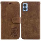 For Motorola Moto E22 / E22i Little Tiger Embossed Leather Phone Case(Brown) - 1