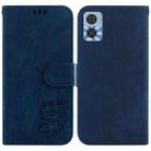 For Motorola Moto E22 / E22i Little Tiger Embossed Leather Phone Case(Dark Blue) - 1