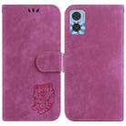 For Motorola Moto E22 / E22i Little Tiger Embossed Leather Phone Case(Rose Red) - 1