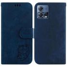 For Motorola Moto S30 Pro 5G Little Tiger Embossed Leather Phone Case(Dark Blue) - 1