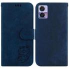 For Motorola Edge 30 Neo / 30 Lite Little Tiger Embossed Leather Phone Case(Dark Blue) - 1