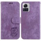 For Motorola Moto X30 Pro 5G Little Tiger Embossed Leather Phone Case(Purple) - 1