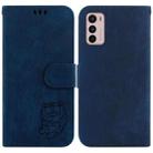 For Motorola Moto G42 Little Tiger Embossed Leather Phone Case(Dark Blue) - 1