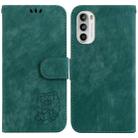 For Motorola Moto G62 5G Little Tiger Embossed Leather Phone Case(Green) - 1