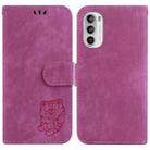 For Motorola Moto G62 5G Little Tiger Embossed Leather Phone Case(Rose Red) - 1