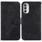 For Motorola Moto G62 5G Little Tiger Embossed Leather Phone Case(Black) - 1