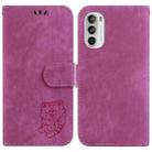 For Motorola Moto G52J JP Little Tiger Embossed Leather Phone Case(Rose Red) - 1