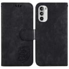 For Motorola Moto G52J JP Little Tiger Embossed Leather Phone Case(Black) - 1