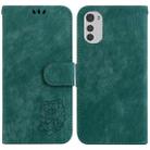 For Motorola Moto E32 Little Tiger Embossed Leather Phone Case(Green) - 1