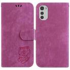 For Motorola Moto E32 Little Tiger Embossed Leather Phone Case(Rose Red) - 1