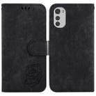 For Motorola Moto E32 Little Tiger Embossed Leather Phone Case(Black) - 1