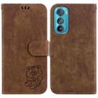 For Motorola Edge 30 Little Tiger Embossed Leather Phone Case(Brown) - 1