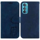 For Motorola Edge 30 Little Tiger Embossed Leather Phone Case(Dark Blue) - 1