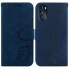 For Motorola Moto G 2022 Little Tiger Embossed Leather Phone Case(Dark Blue) - 1