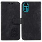 For Motorola Moto G22 Little Tiger Embossed Leather Phone Case(Black) - 1