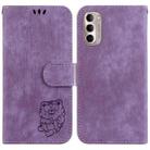 For Motorola Moto G Stylus 4G 2022 Little Tiger Embossed Leather Phone Case(Purple) - 1