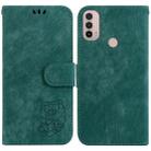 For Motorola Moto E20 / E30 / E40 Little Tiger Embossed Leather Phone Case(Green) - 1