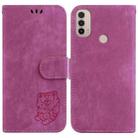 For Motorola Moto E20 / E30 / E40 Little Tiger Embossed Leather Phone Case(Rose Red) - 1