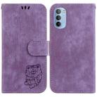 For Motorola Moto G31  / G41 Little Tiger Embossed Leather Phone Case(Purple) - 1