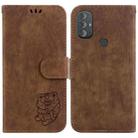 For Motorola Moto G Power 2022 Little Tiger Embossed Leather Phone Case(Brown) - 1