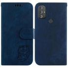 For Motorola Moto G Power 2022 Little Tiger Embossed Leather Phone Case(Dark Blue) - 1