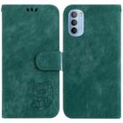 For Motorola Moto G51 Little Tiger Embossed Leather Phone Case(Green) - 1