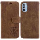 For Motorola Moto G51 Little Tiger Embossed Leather Phone Case(Brown) - 1