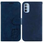 For Motorola Moto G51 Little Tiger Embossed Leather Phone Case(Dark Blue) - 1