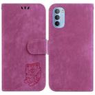 For Motorola Moto G51 Little Tiger Embossed Leather Phone Case(Rose Red) - 1