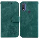 For Motorola G Pure Little Tiger Embossed Leather Phone Case(Green) - 1