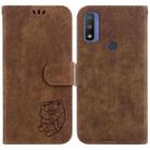 For Motorola G Pure Little Tiger Embossed Leather Phone Case(Brown) - 1