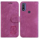 For Motorola G Pure Little Tiger Embossed Leather Phone Case(Rose Red) - 1