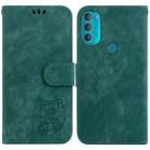 For Motorola Moto G71 5G Little Tiger Embossed Leather Phone Case(Green) - 1