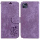 For Motorola Moto G50 5G Little Tiger Embossed Leather Phone Case(Purple) - 1