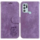 For Motorola Moto G60S Little Tiger Embossed Leather Phone Case(Purple) - 1