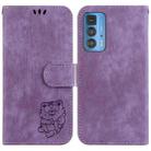 For Motorola Edge 20 Pro Little Tiger Embossed Leather Phone Case(Purple) - 1