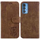 For Motorola Edge 20 Pro Little Tiger Embossed Leather Phone Case(Brown) - 1