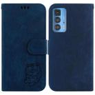 For Motorola Edge 20 Pro Little Tiger Embossed Leather Phone Case(Dark Blue) - 1