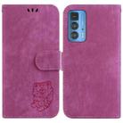 For Motorola Edge 20 Pro Little Tiger Embossed Leather Phone Case(Rose Red) - 1