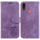 For Motorola Moto E7 Power / E7i Power Little Tiger Embossed Leather Phone Case(Purple) - 1