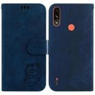 For Motorola Moto E7 Power / E7i Power Little Tiger Embossed Leather Phone Case(Dark Blue) - 1