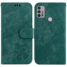 For Motorola Moto G30/G10/G20 Little Tiger Embossed Leather Phone Case(Green) - 1