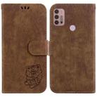 For Motorola Moto G30/G10/G20 Little Tiger Embossed Leather Phone Case(Brown) - 1