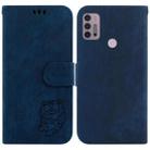 For Motorola Moto G30/G10/G20 Little Tiger Embossed Leather Phone Case(Dark Blue) - 1