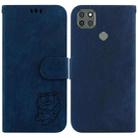 For Motorola Moto G9 Power Little Tiger Embossed Leather Phone Case(Dark Blue) - 1