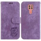 For Motorola Moto G9 Play / E7 Plus Little Tiger Embossed Leather Phone Case(Purple) - 1