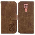 For Motorola Moto G9 Play / E7 Plus Little Tiger Embossed Leather Phone Case(Brown) - 1