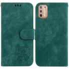 For Motorola Moto G9 Plus Little Tiger Embossed Leather Phone Case(Green) - 1